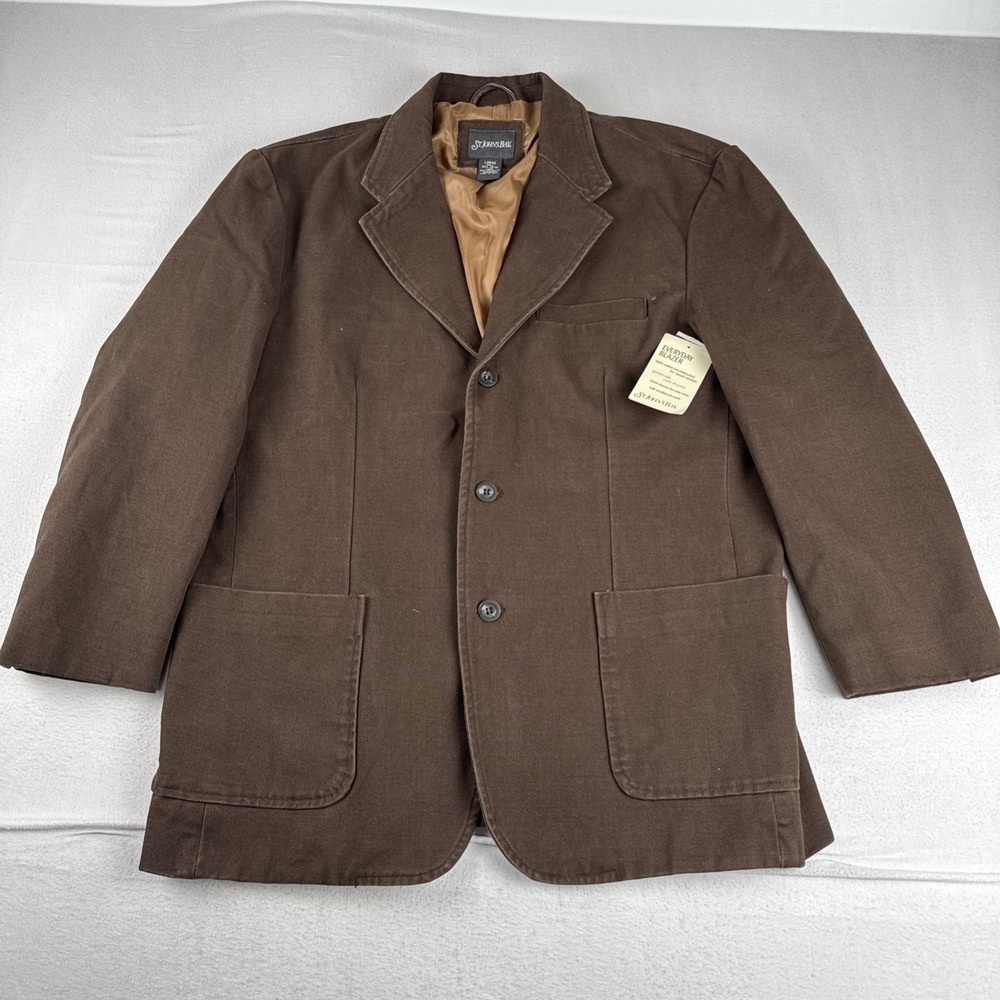 New! John's Bay Unstructured Everyday Brown Blazer Large fits 44 Cotton Chore